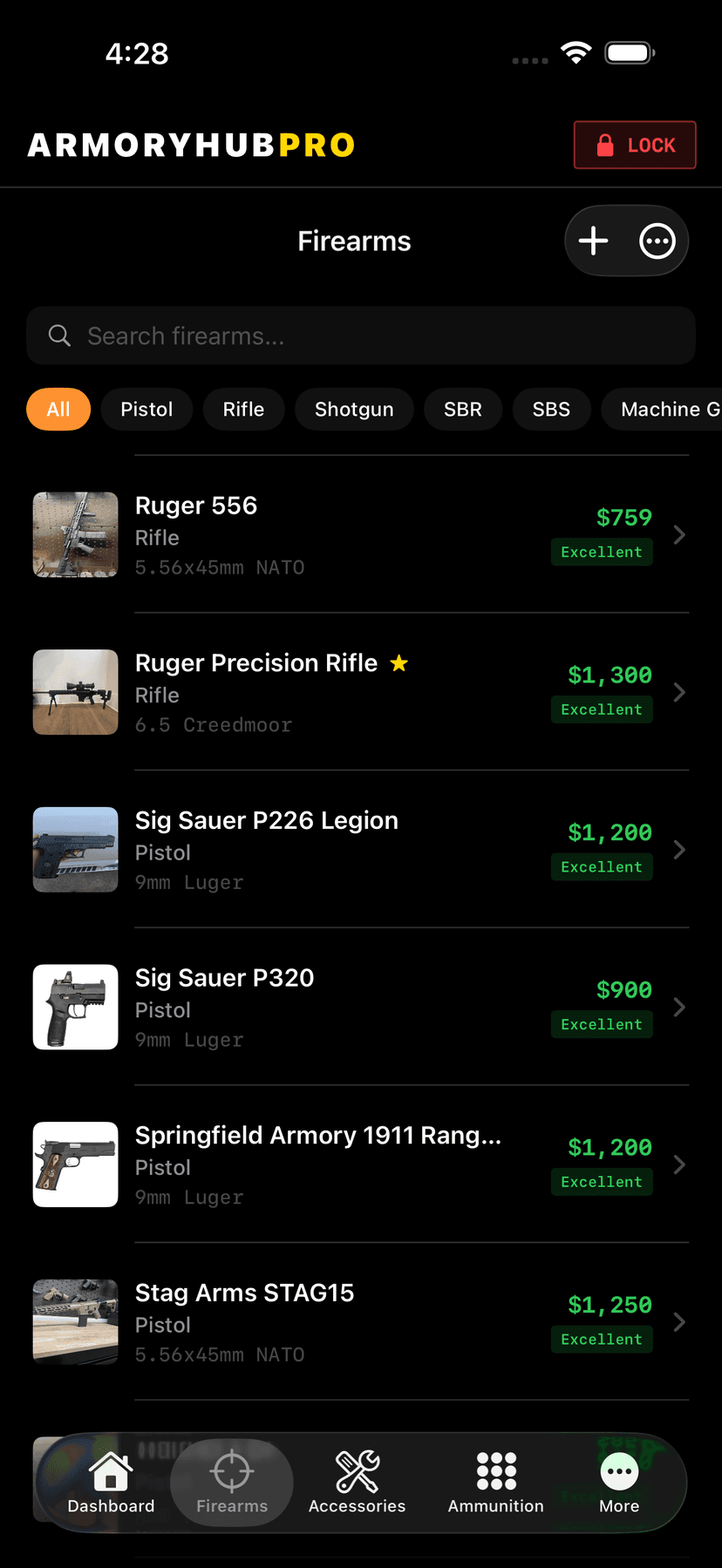 Firearms List View