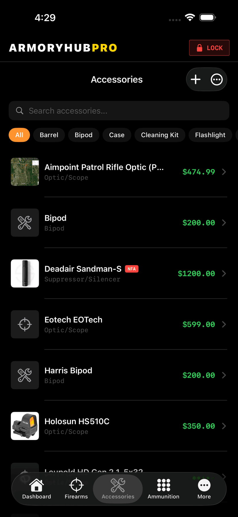 Accessories List View