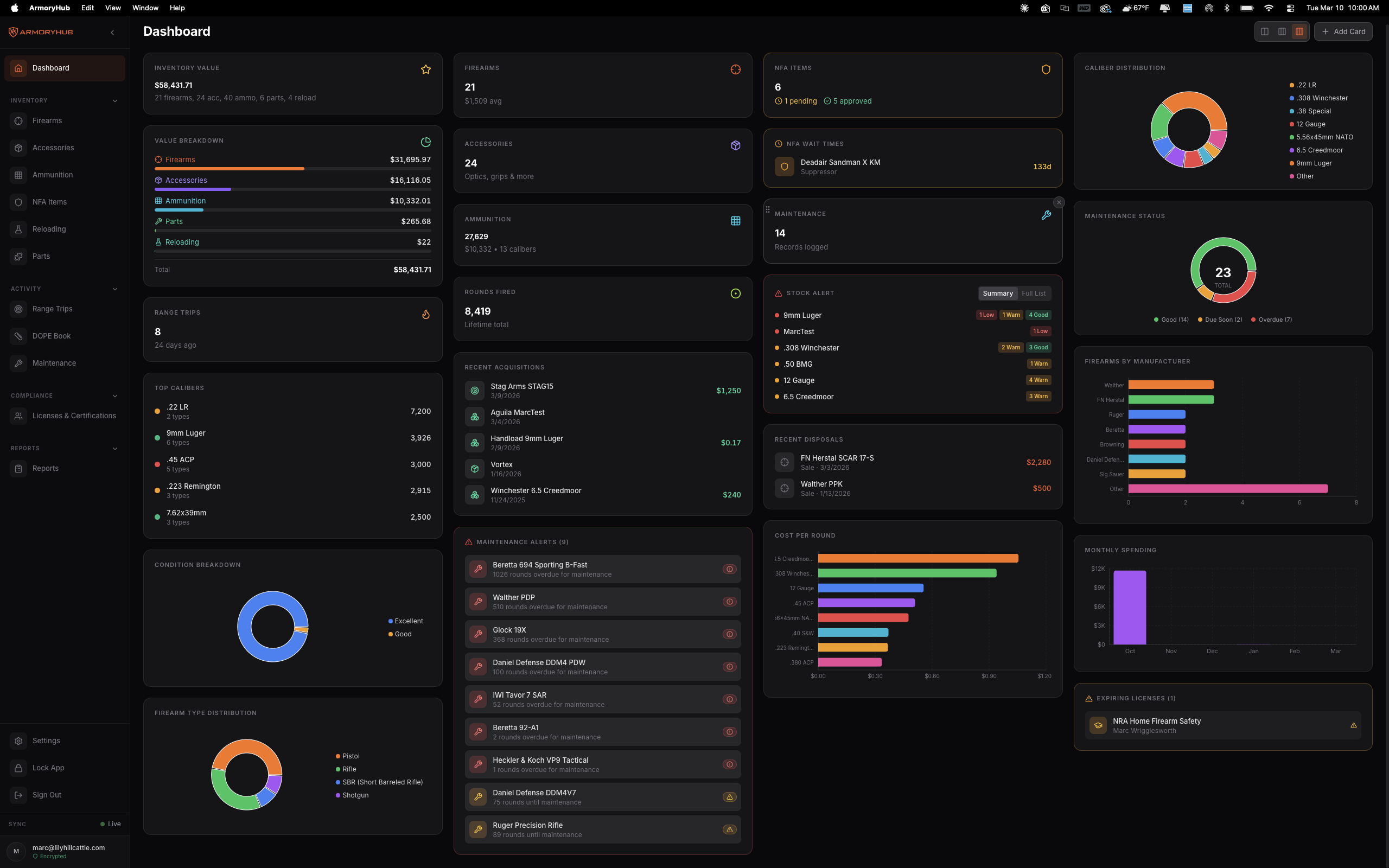 ArmoryHub Desktop — Dashboard