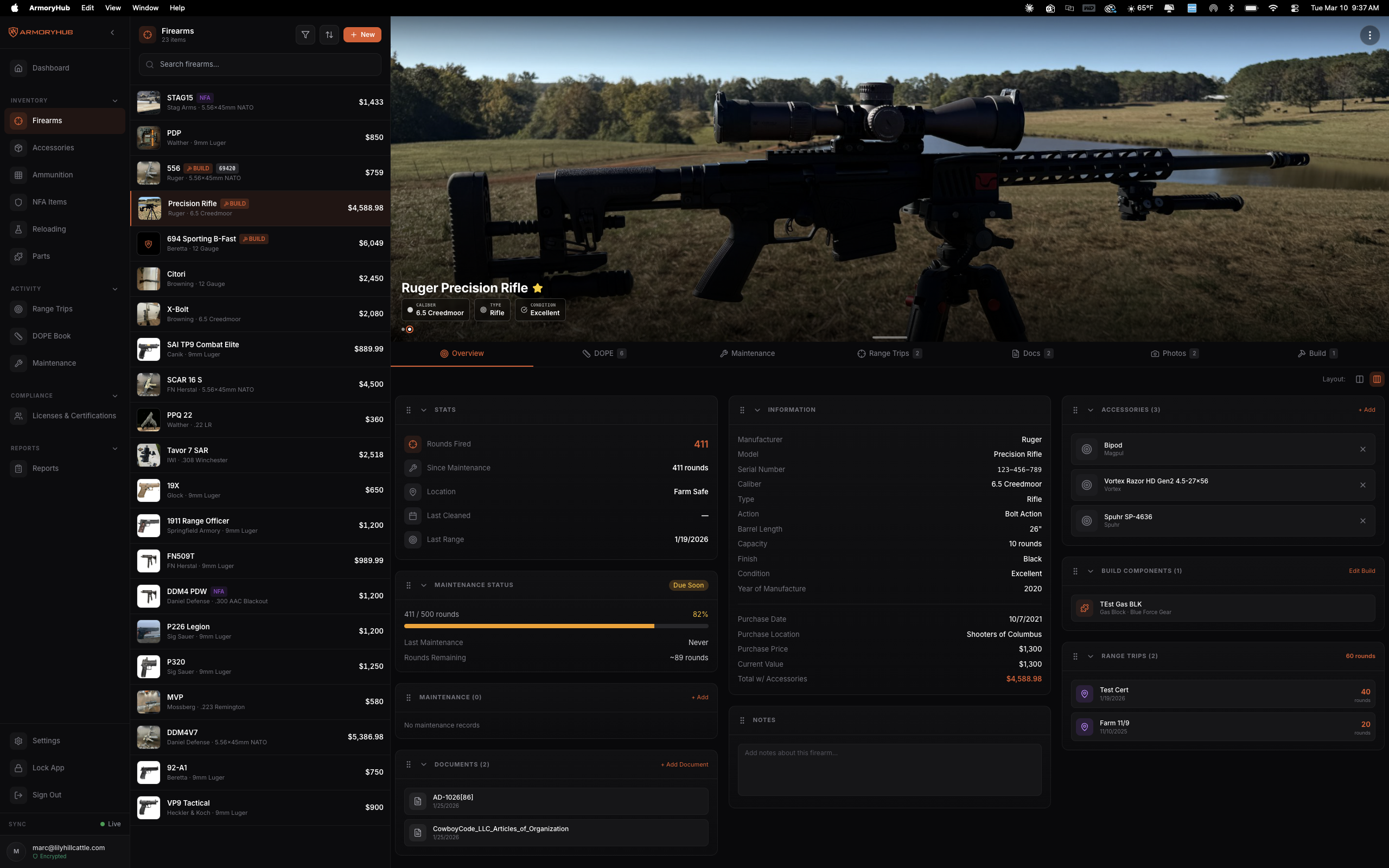 ArmoryHub Desktop — Firearm Detail